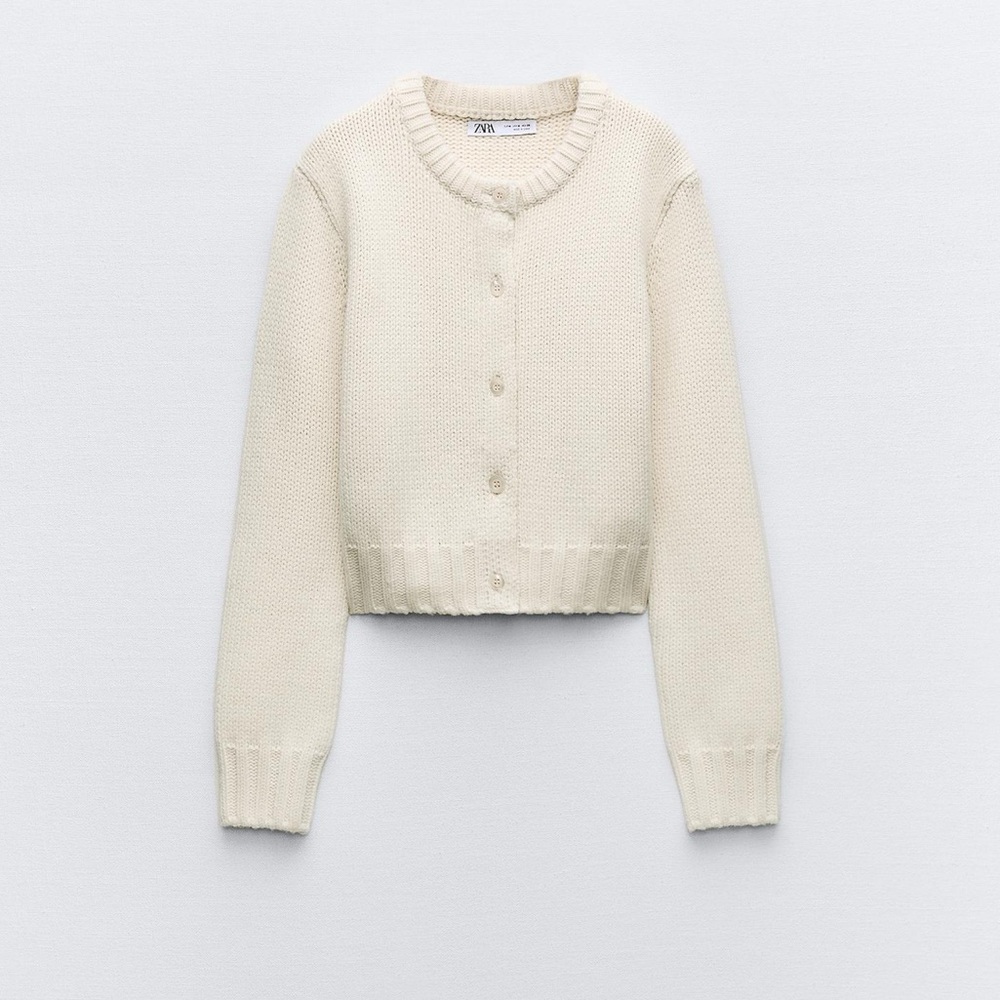 Zara WOOL BLEND KNIT CARDIGAN
